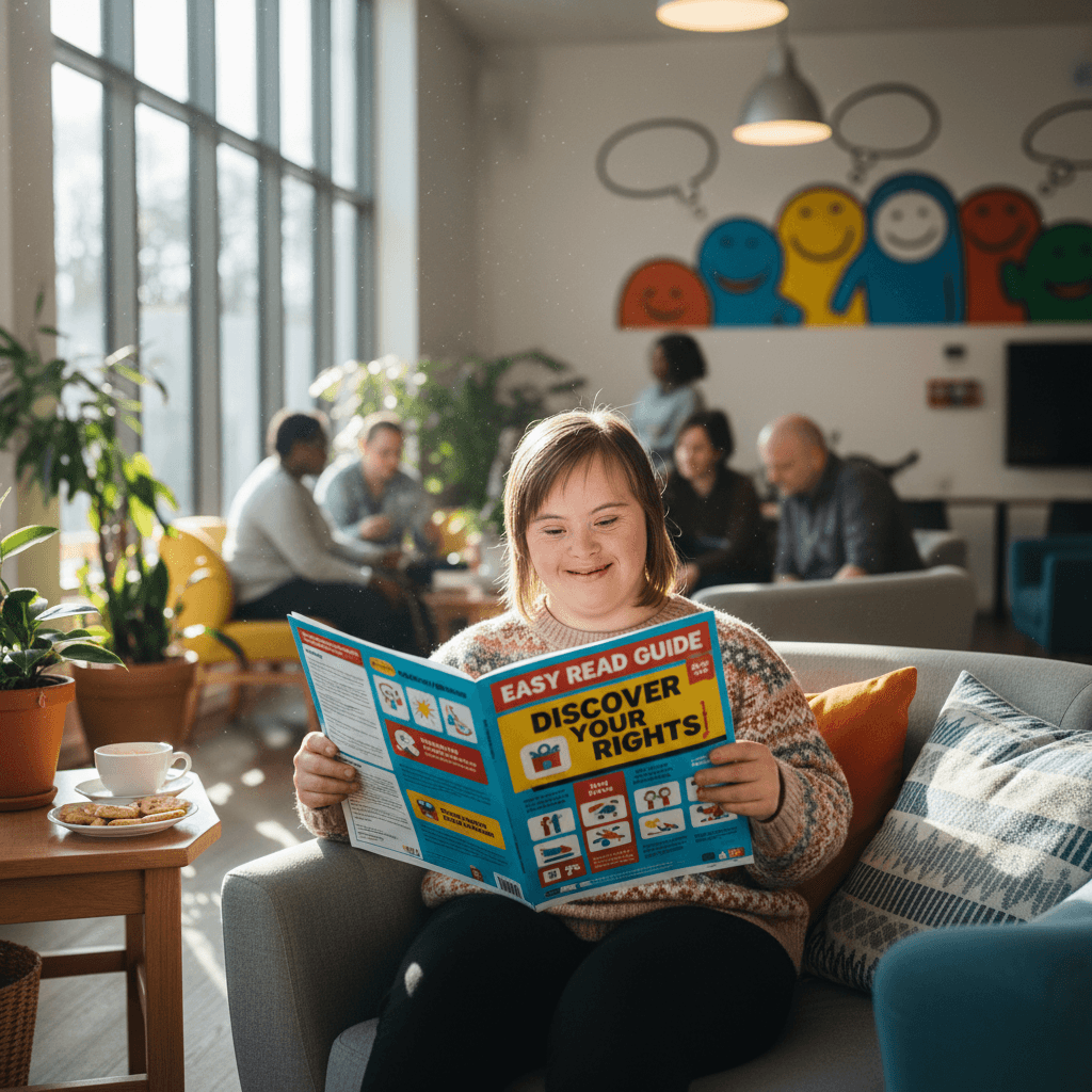 Person reading an Easy Read guide about disability rights