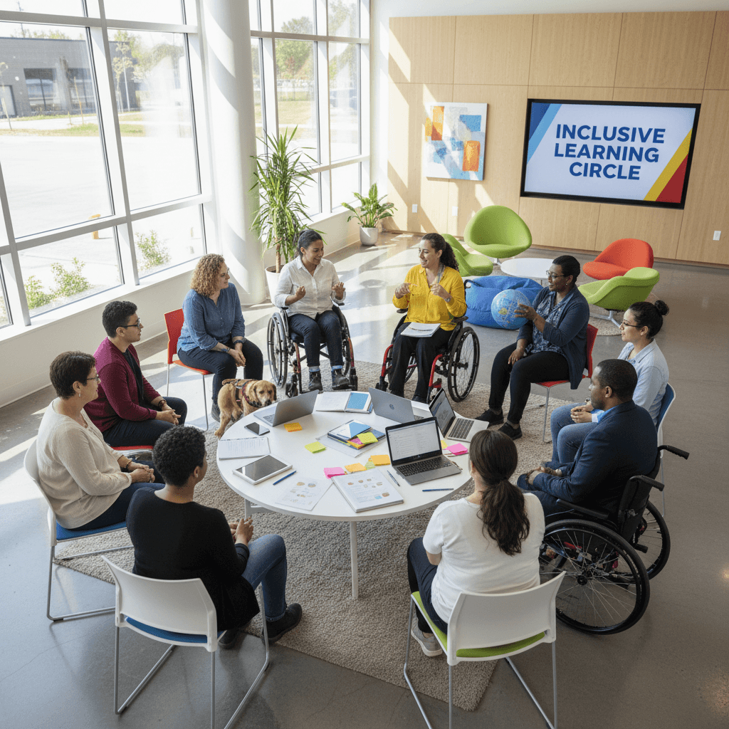 People with disabilities in a self-advocacy training group