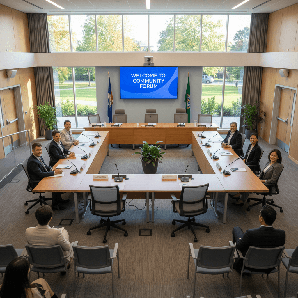 Council chambers or town hall meeting space