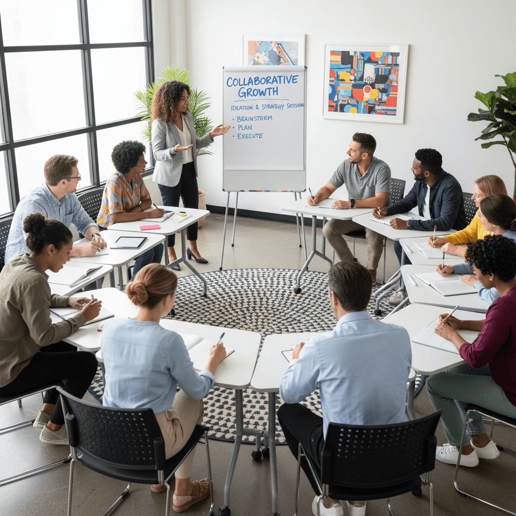 Facilitator conducting self-advocacy workshop