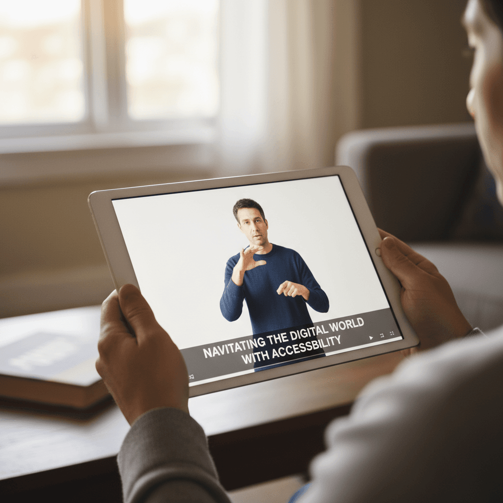 Accessible video with captions on tablet