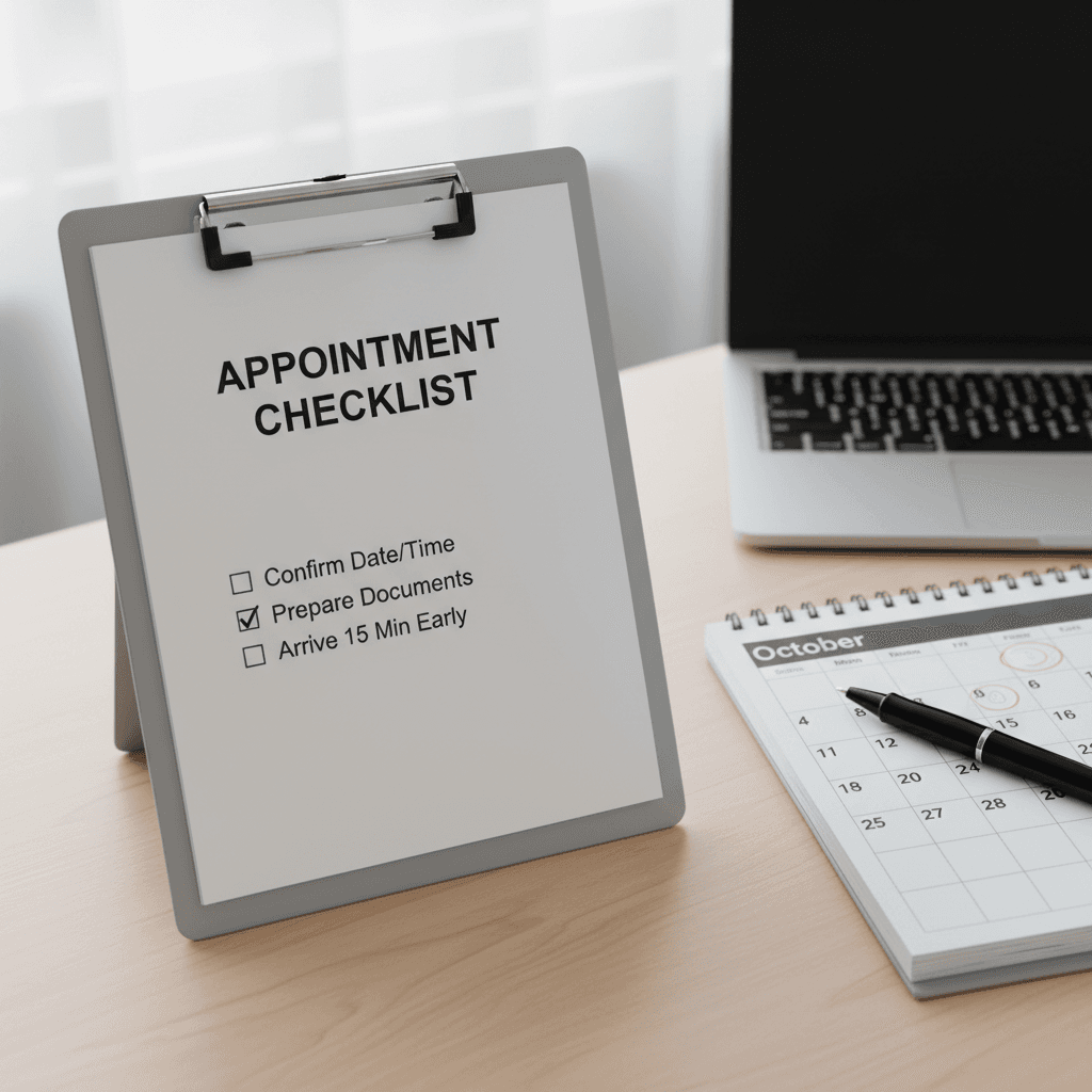 Appointment Checklist for healthcare and service visits