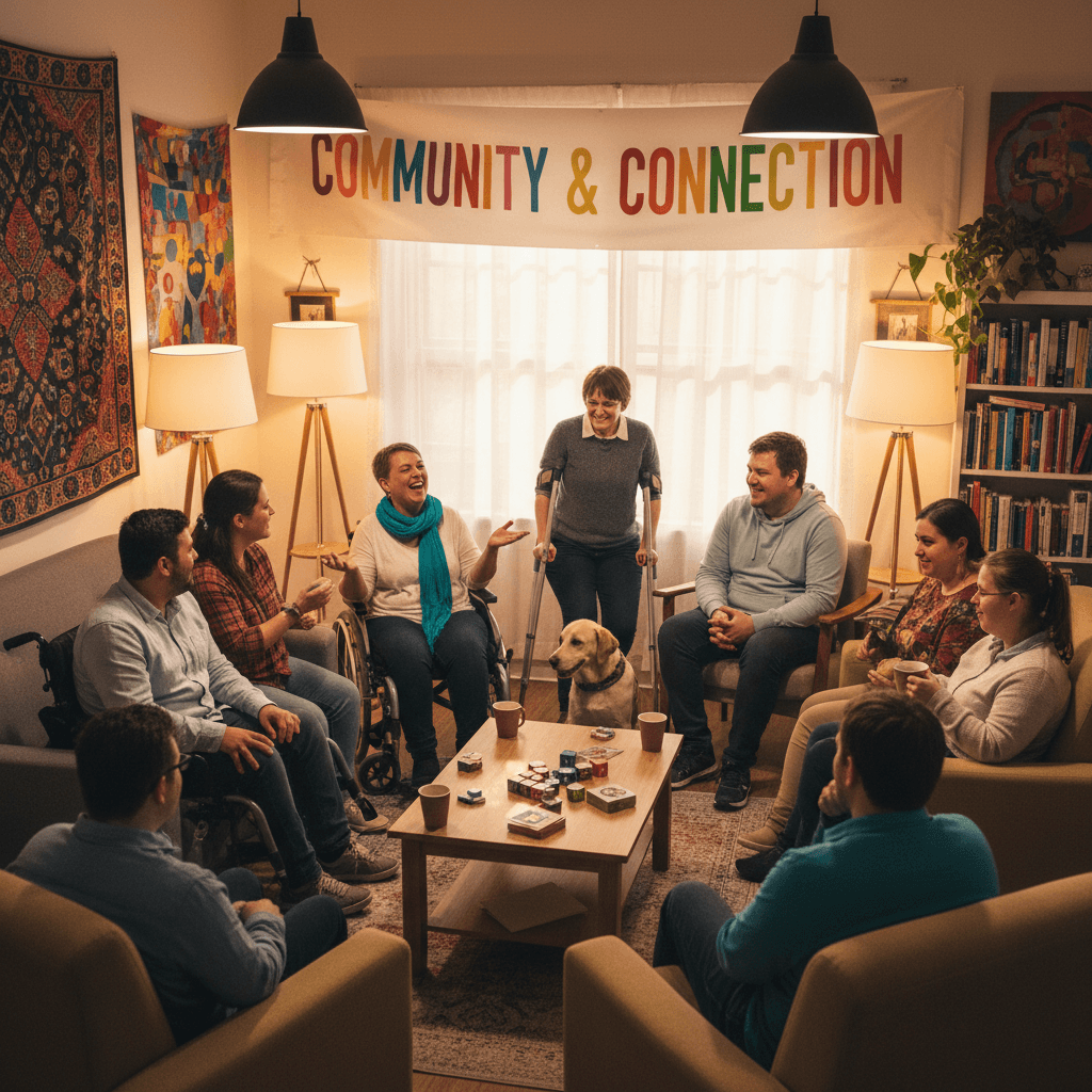 Group of people with disabilities in community discussion